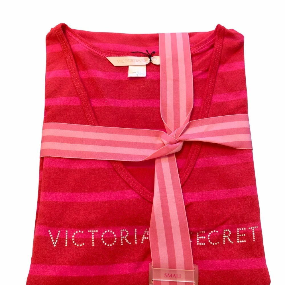 Victoria’s Secret Pink Stripe Lounge Top Size S Pajama Tee Logo - Picture 3 of 3
